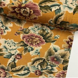 Italiensk viskosejersey i gul med blomster - pr. 0,25 meter