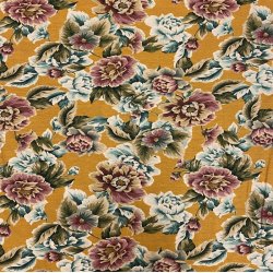 Italiensk viskosejersey i gul med blomster - pr. 0,25 meter