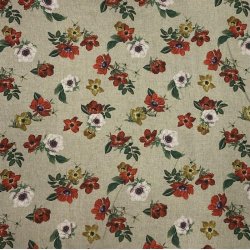 Italiensk viskose med rde og gule blomster - pr. 0,25 meter