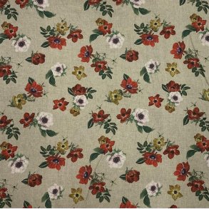 Italiensk viskose med rde og gule blomster - pr. 0,25 meter