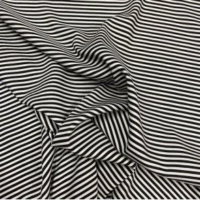 Italiensk viskose med hvide og sorte striber - pr. 0,25 meter