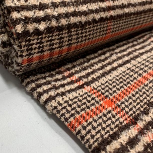 Jakkestof i beige, brun og orange - pr. 0,25 meter