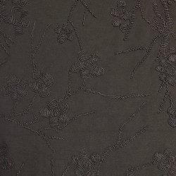 Jersey - koksgr med broderede blomster - pr. 0,25 meter