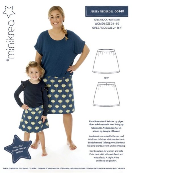 Jersey nederdel  - MiniKrea mønster 66140