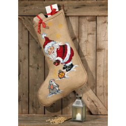 Julesok med julemand og lille kanin 60x84cm - pr. stk.