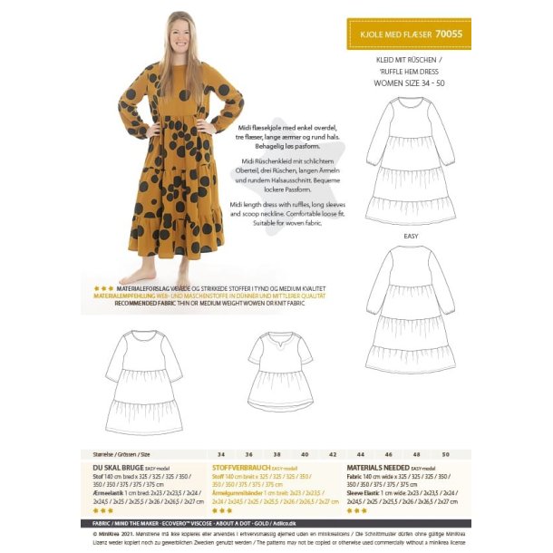 Kjole med flser - MiniKrea mnster 70055