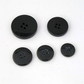 Sorte plastknapper i fem st�rrelser 15-28 mm