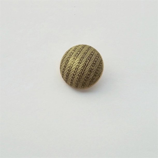 Guldfarvet knap i plast med mnster som vvet stof, 18 og 26 mm