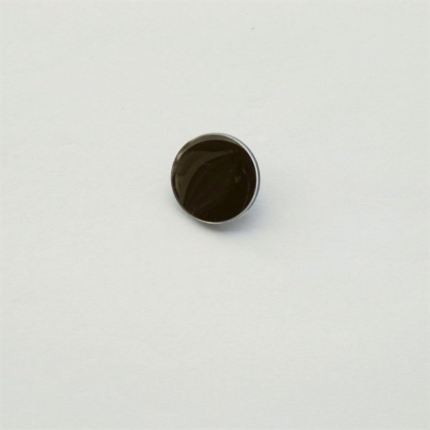 Sort, blank, rund knap i plast, 19 mm