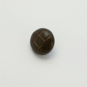 Frakkeknap med m�rkebrunt, m�nstret l�derlook, 28 mm