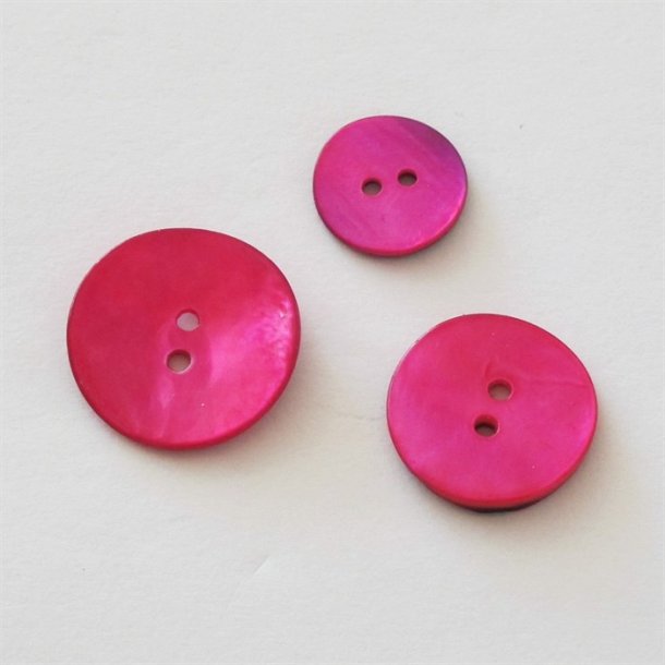 Perlemorsknap, buet og changerende i pink, 15, 20 og 22 mm