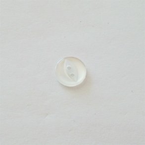 Rund hvid knap i transparent plast, 15 mm