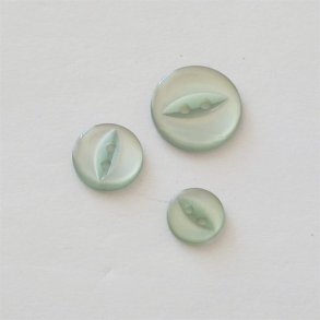 Rund lysegr�n knap i transparent plast, 11, 15 og 19 mm