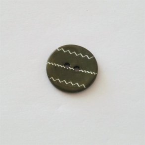 Glasknap i olivengr�n farve med lys dekoration, 23 mm