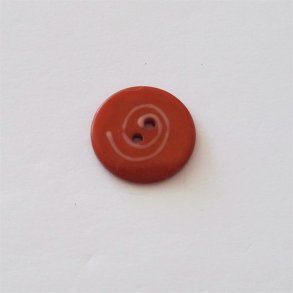Glasknap i terrakotta farve med lysere dekoration, 23 mm
