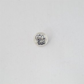 Perlemorsagtig plastknap med elefant - 15 mm