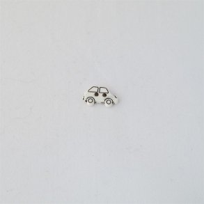 Hvid plastknap med form som en bil p� 15 mm