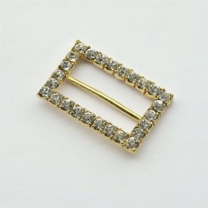 Guldfarvet bltespnde med 26 Swarovski-sten, 25 x 38 mm