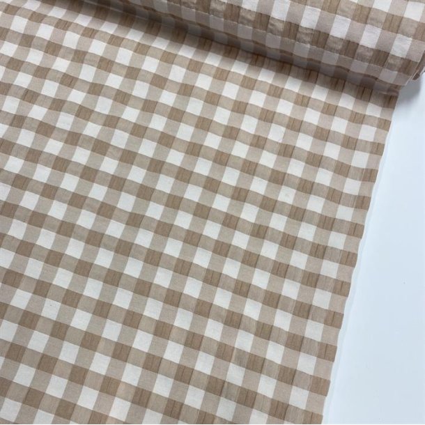 Seersucker viskose med kkkentern i beige - pr. 0,25 meter 