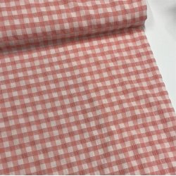 Seersucker viskose med kkkentern i lyserd - pr. 0,25 meter 