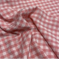 Seersucker viskose med kkkentern i lyserd - pr. 0,25 meter 