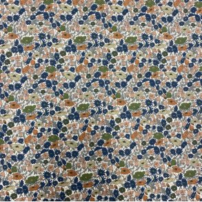 Liberty bomuld med blomster i bl, grn og orange - pr. 0,25 meter 