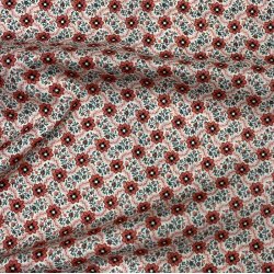 Liberty bomuld med et net af rde blomster - pr. 0,25 meter 