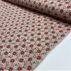 Liberty bomuld med et net af rde blomster - pr. 0,25 meter 