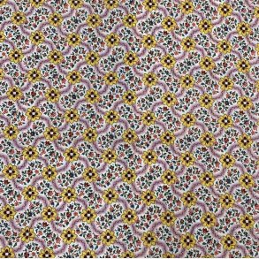 Liberty bomuld med et net af gule blomster - pr. 0,25 meter 