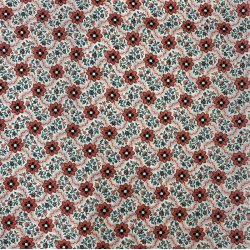 Liberty bomuld med et net af rde blomster - pr. 0,25 meter 