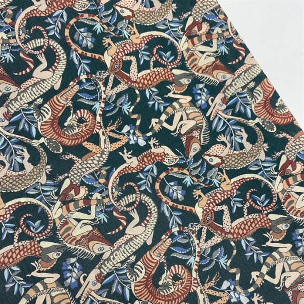 Liberty bomuld med rdlige firben - pr. 0,25 meter 