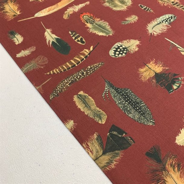 Liberty bomuld i bordeaux med fjer, 02136 B - pr. 0,25 meter 