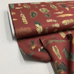 Liberty bomuld i bordeaux med fjer, 02136 B - pr. 0,25 meter 