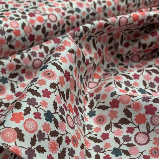 Liberty bomuld i hvid med grafisk blomsterprint, 7294 C - pr. 0,25 meter