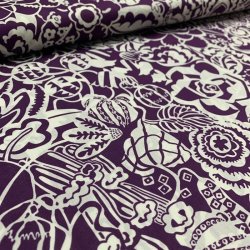 Liberty bomuld med mnster i hvid og lilla, 8218 C - pr. 0,25 meter
