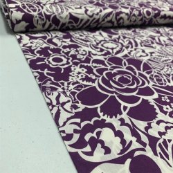 Liberty bomuld med mnster i hvid og lilla, 8218 C - pr. 0,25 meter