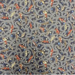 Liberty bomuld i bl med veje og biler - pr. 0,25 meter 