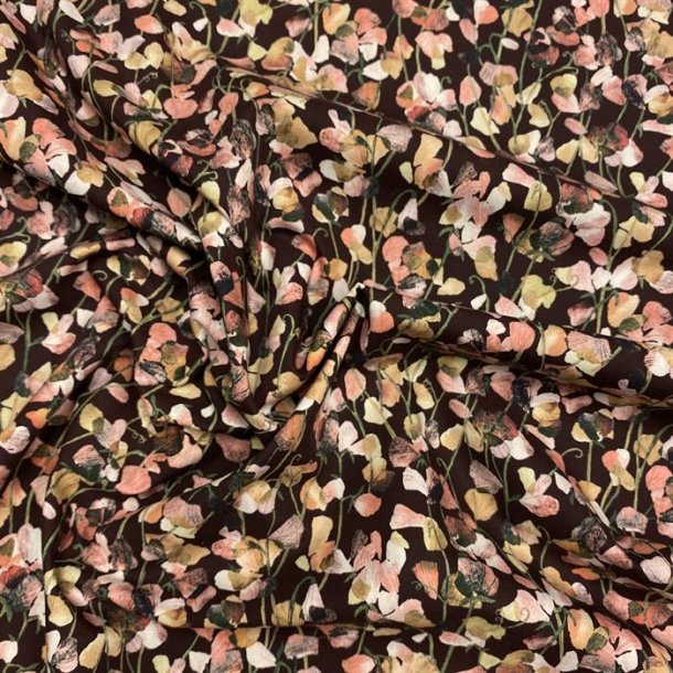 Liberty bomuldspoplin i bordeaux med grafiske blomster - pr. 0,25 meter 