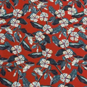 Liberty bomuldspoplin i stvet mrkerd med blomster, 02114 B - pr. 0,25 meter
