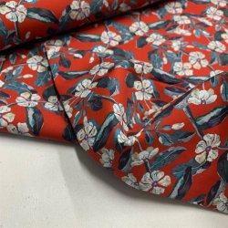 Liberty bomuldspoplin i stvet mrkerd med blomster, 02114 B - pr. 0,25 meter