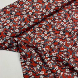 Liberty bomuldspoplin i stvet mrkerd med blomster, 02114 B - pr. 0,25 meter