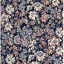 Liberty bomuldspoplin i med blomster i hvid, bl og bordeaux - pr. 0,25 meter