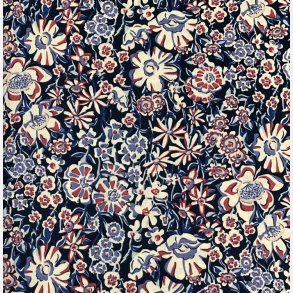 Liberty bomuldspoplin i med blomster i hvid, bl og bordeaux - pr. 0,25 meter