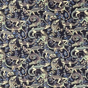 Liberty bomuld med bllige firben - pr. 0,25 meter 