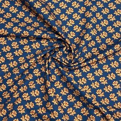Liberty bomuldspoplin Priscilla i bl med orange roser - pr. 0,25 meter 