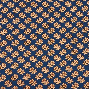 Liberty bomuldspoplin Priscilla i bl� med orange roser - pr. 0,25 meter 