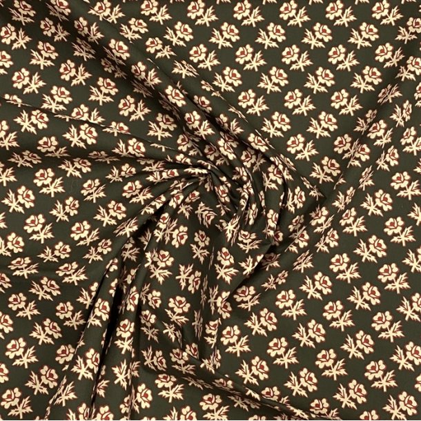 Liberty bomuldspoplin 'Priscilla' i grn med orange roser - pr. 0,25 meter 