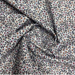 Liberty bomuld med sm rde og orange blomster - pr. 0,25 meter 