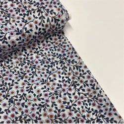 Liberty bomuld med sm rde og orange blomster - pr. 0,25 meter 