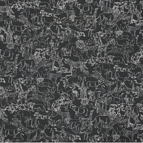 Liberty bomuldspoplin i sort med hvide dyr - pr. 0,25 meter 